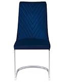Photo Gallery beliani set di 2 sedie da pranzo cantilever in velluto blu Photo Gallery beliani set di 2 sedie da pranzo cantilever in velluto blu