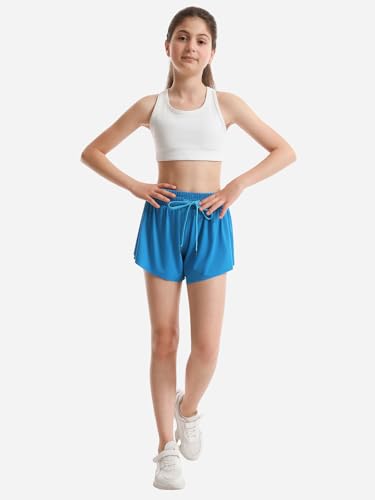 3/4 Packs Girls Butterfly Shorts 2 in 1 Girls Athletic Shorts Youth Flowy Shorts for Active, Running,Basketball4