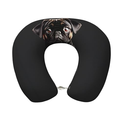 Almohada de viaje de poliéster negra estándar miniatura 1