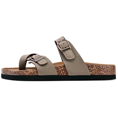 Image of Torotto Boys Girls Sandals with Cork Footbed Adjustable Buckle Casual Flip Flops Sandals Open Toes Flat for Kids Toddler