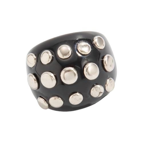 [jklymm] Punk Styles Diamonds Studded Open Rings in Vintage Resin for All Occasion Stylish Wear and Comfort Fit Sturdy Rings