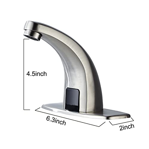 Gangang Commercial Bathroom Touchless Automatic Motion Sensor Sinkfaucet Cold And Hot Water Basin Tap Mixer With Cover Plate … (Stainless Steel)… #TOP5