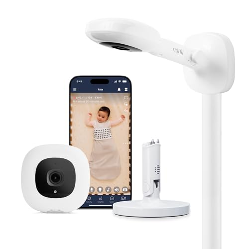 Image of Nanit Pro Smart Baby Monitor with Flex Stand and Wall Mount - 1080p HD Video, Sleep Tracking, 2-Way Audio, Sound /Motion /Cry Notifications, Night Vision - for Home & Travel