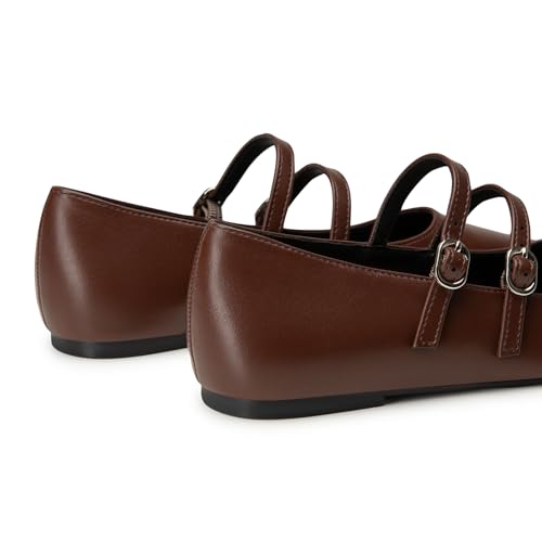 Trary Flats for Women Closed Pointed Toe Mary Jane Shoes Women Comfortable Slip on Ballet Flats Dressy Shoes Adjustable Strap PU Leather Mary Janes Loafers2