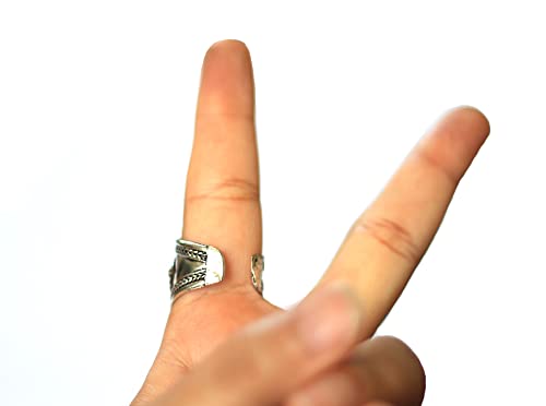 Boho Style Blue Stabilized-Turquoise Adjustable Cuff Ring | Stainless Steel Jewelry from Nepal4