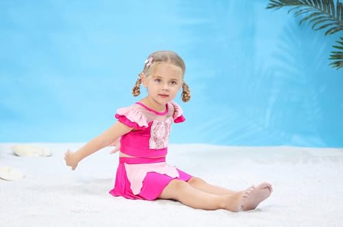 Image of 2PCS Girls Princess Swimsuit Two Piece Toddler Bikini Set Ruffle Bathing Suit Swim Wear Dress Up