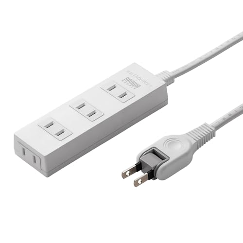 サンワサプライ 電源タップ ほこり防止シャッター 火災予防 4個口・2ピン・3m 配線しやすいスイングプラグ ホワイト TAP-TSH43N2