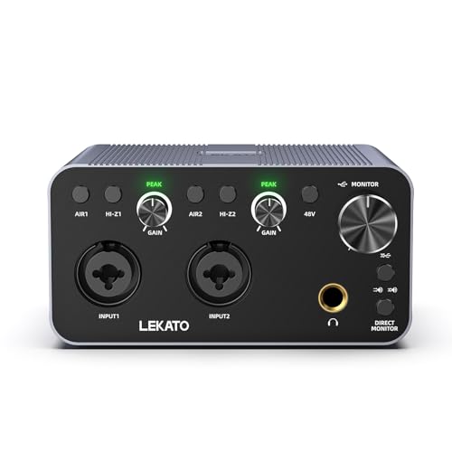 LEKATO USB Audio Interface, 24-bit/192kHz Audio Interface with XLR, 48V Phantom Power for Smartphone...