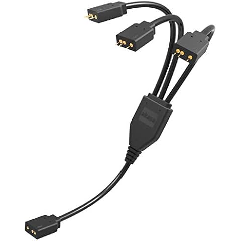 Akasa 3-Pin Addressable RGB LED Splitter and Extension Cable | 1-to-3 aRGB LED Splitter | 3-Pin Connector | 1 Female to 3 Male | 50cm | AK-CBLD07-50BK Cover