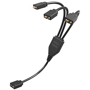 Akasa 3-Pin Addressable RGB LED Splitter and Extension Cable | 1-to-3 aRGB LED Splitter | 3-Pin Connector | 1 Female to 3 Male | 50cm | AK-CBLD07-50BK