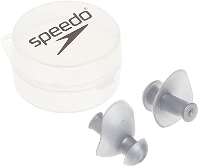 Speedo Unisex-Adult Swim Training Ergo Ear Plugs Silver, 1 Pair (Pack of 1)