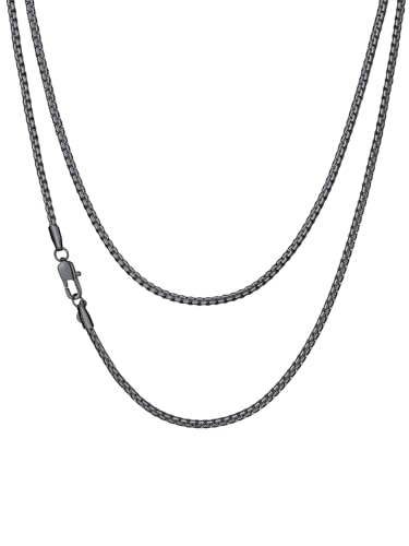 Richsteel 2/4/6mm Damen Edelstahl Kette Herren Edelstahl Silber Seil Französisch Kettenbox Venezianisch Link Halskette Silber/Schwarz/Vergolden 35-76 cm
