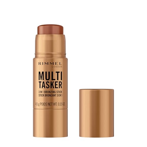Rimmel Multi Tasker 3 in 1 Bronzing Stick 003 Tan Sculpted and Bronzed Glow All-Day Wear Sheer and Dewy Finish Infused with Vitamin C & E Vegan Formula Cruelty-Free