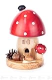 Originalverpackte Neuware Rudolphs Schatzkiste Räuchermann Räucherpilz Fliegenpilz runde Form, groß Breite x Höhe x Tiefe 10 cmx14 cmx12 cm NEU Erzgebirge Rauchmann Räucherfigur
