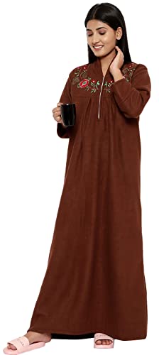 Image of Women's Woolen Solid Maxi Nighty