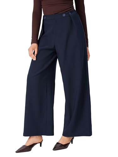 CIDER Women's Wide Leg Trousers Middle Waist Casual Stylish Button Pants4