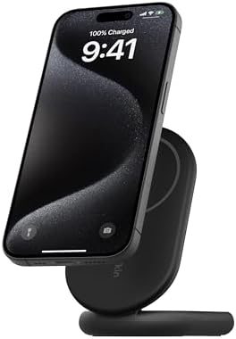Belkin BoostCharge MagSafe Charger, Magnetic Foldable Wireless Charging Stand 15W, MagSafe-Compatible Portable Fast Charger for Qi2, iPhone 16, 15, 14, 13 & 12 Series, Standy Mode Ready - Black