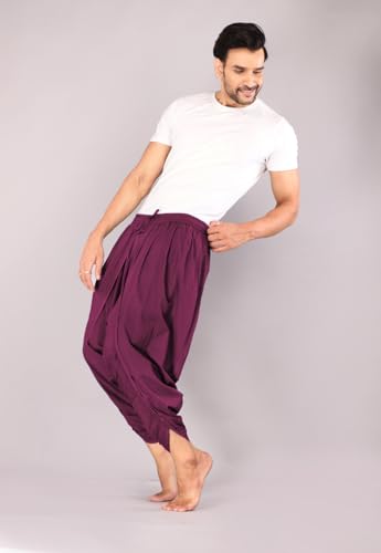 Image of Urali Men's Solid 100% Cotton Dhoti Pants - D100A