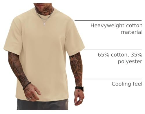 Image of Herberton Mens Oversized T-Shirts Heavyweight Cotton Stretch Fashion Thick Tee Tops (S-3XL)