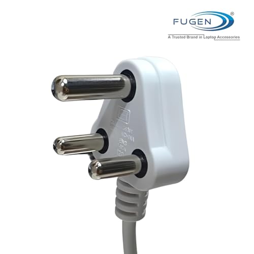 Image of FUGEN Indian Style Cable Big Head 16A (not for 5A) for Laptop Charger Adapter Cable Compatible for Apple mac-Book Pro, Air, Retina, MG1, MG2, MG3, iPhone, Mega-Safe-1,2 and 3 (White)
