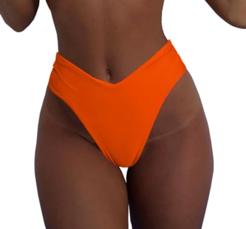 Image of geluboao Women's Bikini Bottom Sexy V Cut High Cut Swimsuit High Waisted Bathing Suit Bottoms