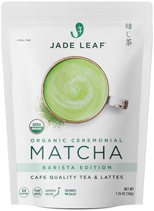 Jade Leaf Matcha Organic Ceremonial Grade Green Tea Powder - Barista Edition For Cafe Quality Tea & Lattes - Authentic Japanese Origin (1.76 Ounce Pouch)
