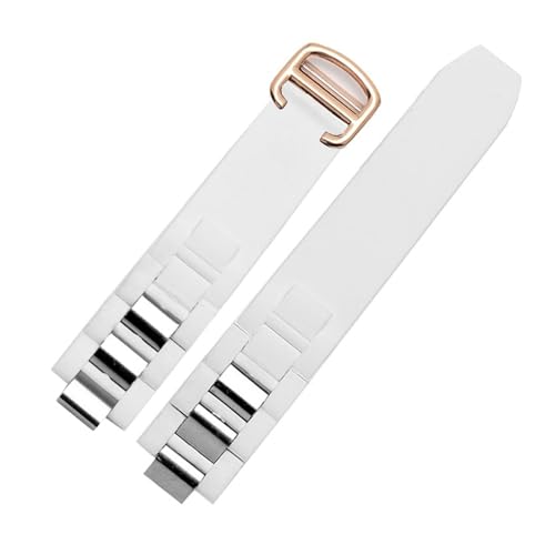 Bracelet en silicone convexe de haute précision noir et blanc pour montre du XXIe siècle