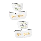 POPETPOP 6 Piezas Bolsa De Maquillaje Nupcial Dama De Honor Bolsas De Aseo Grandes para Mujeres Bolsa De Viaje De Maquillaje Cosméticos De Lino Bolsa De Cosméticos Impermeable Bolsa De