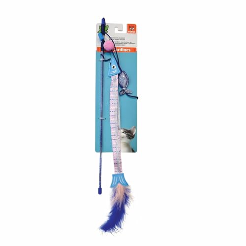 Image of BarkButler x FOFOS Sardine Wand Toy 2pk - Catnip Toys for Cats, Interactive Cat Teaser Toys - Blue
