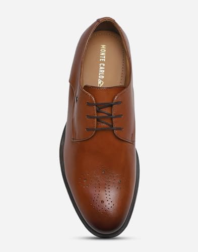 Image of Monte Carlo Mens Solid Lace Up Genuine Leather Formal Brogue Shoes (201809FW)
