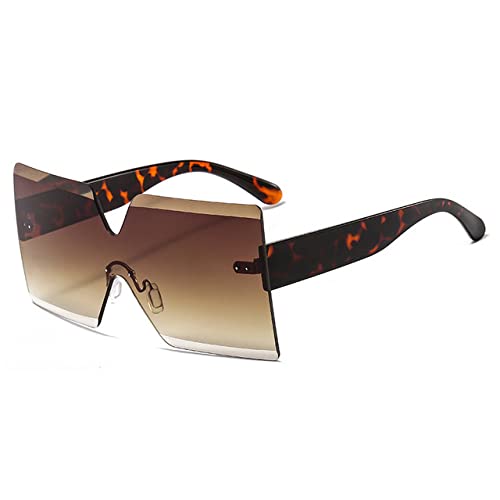 Lunettes de soleil carrées surdimensionnées sans monture pour femme avec verres de protection UV400