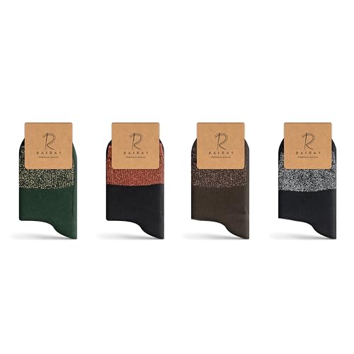 Image of RAFRAY Women's Glitter Socks Quarter Length, Premium Ankle Socks With Gift Box, 4 Pairs, Size US W: 5-9.5 / EU: 36-40