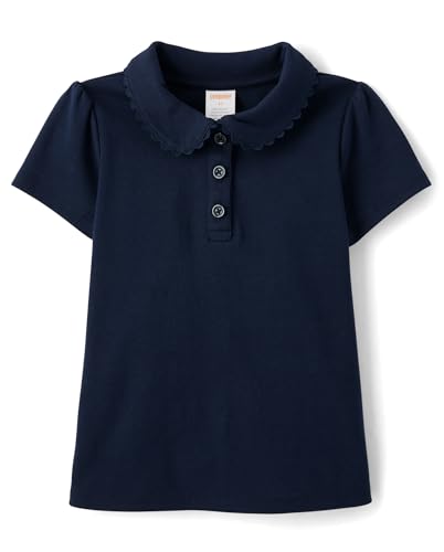 Gymboree,Girls,and Toddler Short Sleeve Pique Polo,Navy Slate,8