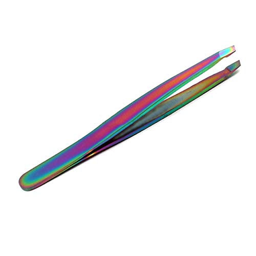 OdontoMed2011® Multi Titanium Color Rainbow Eyebrow Tweezers 'slant' Tip Stainless Steel Multi-Color image 3