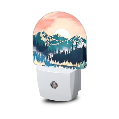 Image of Mountain Sun Night Light,Night Lights Plug into Wall with Dusk to Dawn Sensor,Lamp for Bedroom Bathroom Hallway Nightlight for Women Girls