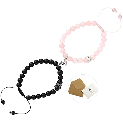 NEVEGE Couples Bracelets Magnetic Attraction Bracelets Natural Stone Bracelet Distance Relationship Couple Bracelets His and Her Vows of Eternal Love Jewellery Gift for Women Men Boyfriend Girlfriend Cover