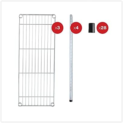 Alera Residential Wire Shelving, Three-Shelf, 36w x 14d x 36h, Silver
