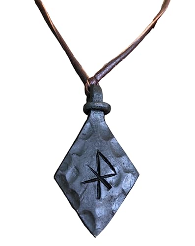Hand Forged Iron Love Rune Pendant Viking Runic Amulet Nordic Pendant Talisman Necklace Norse Runes Jewelry