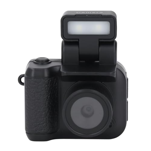 マイクロミニデジタルカメラ、1.44インチ画面のVloggingコンパクトカメラ、6つの撮影フィルター、充電ドック、懐中電灯、160度広角 (64G小型メモリカード付き)