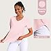 CHALLMOTI Women's Short Sleeve Workout Tops Athletic Shirts V Neck Sun Shirts UPF 50+ Quick Dry Quick Dry Pink L