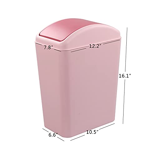 Caneca de basura plástica 16 L con tapa basculante rosa miniatura 3