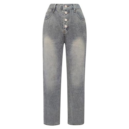 Stretch Jeans for Women Retro Straight Wide Leg Elastic High Waisted Trousers Loose Casual Denim Pants with Pockets3