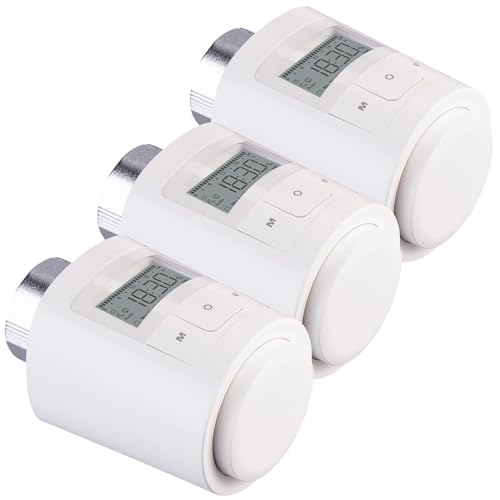 revolt Heizkörperventile: 3er-Set Programmierbare Universal-Heizkörper-Thermostate, Display (Thermostatventile, Thermostat-Kopf, Heizung)