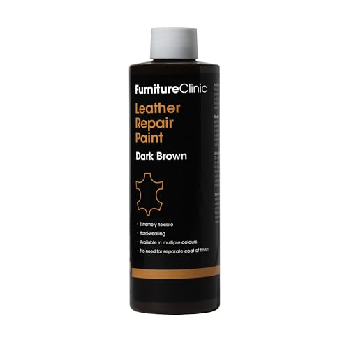 Furniture Clinic Leather Repair Paint & Dye | Self Seal Colourant for Quick and Easy Leather Repair | Suitable for Sofas, Car Seat, Shoes, Handbag, and More - Dark Brown, 250ml