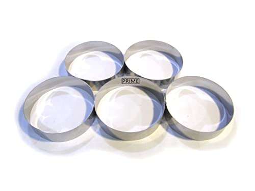 Image of Prime Bakers and Moulders Round Cutting Steel Rings, Burger bun Cutter Mold Baking and Cake Decorating (5 Pieces) (4.5 Inch)