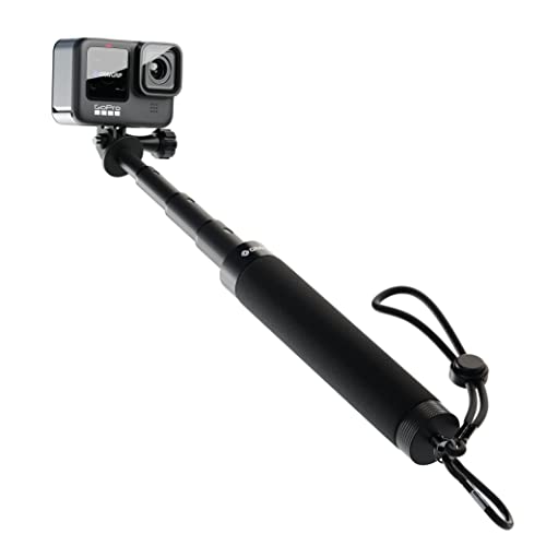 GravGrip Pole - Metal Construction: 8-29" Waterproof Compact Extension Pole (Stick) for GoPro Max Fusion Hero 11 10 9 8 7 6 5 Session 4 3+ 3 2 HD, DJI Osmo Action, Insta360 ONE R, Action Cameras