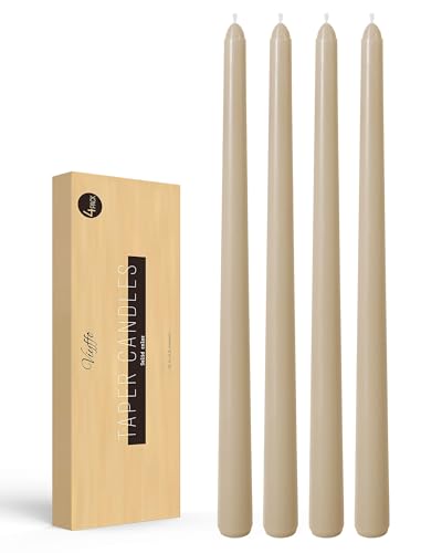 Viyffo Taper Candles, 12 Inch, 4 Pack, Nougat Brown – Unscented