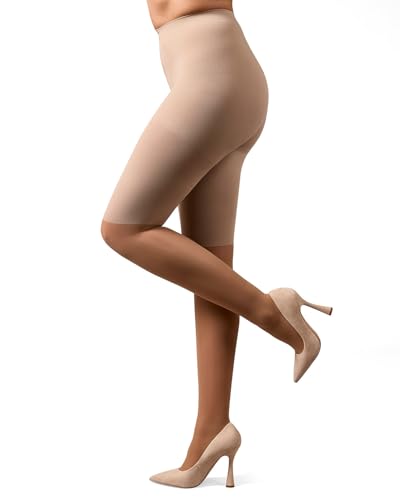 MeMoi Women's Half & Half Light Support Leg Nylon Pantyhose2