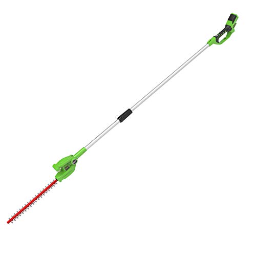 Greenworks Tools Cortasetos telescópico con batería G24PH51 (Li-Ion 24 V 51 cm de longitud de la espada 18 mm de grosor de corte 200 cm mástil telescópico sin batería ni cargador)