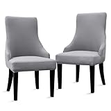 Liykimt Stretch Wingback Side Chair Slipcover-Accent Chair Cover Slipcover with Arm,Washable Upholstered Arm Dining Chair with Nailed Trim Protector for Dining Living Room Set of 2,Light Gray